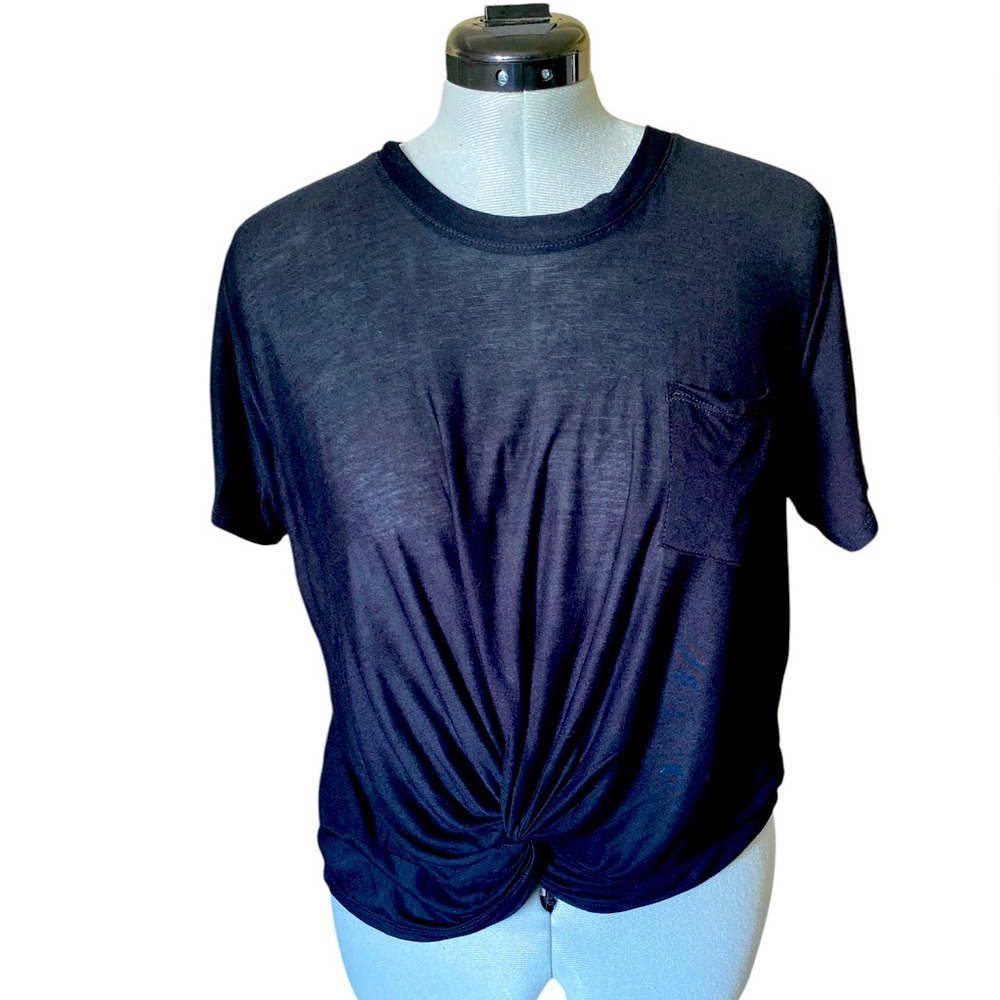 NWT Nordstrom Hinge Black Women's Knotted Tee - Size XL